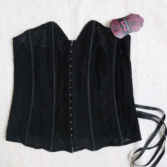 Maidenform Lace Mesh Black Corset NWT - Picture 2 of 14